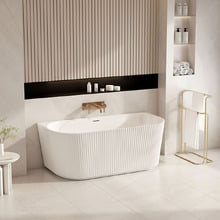 Salem Matte White Oval Acrylic Back to Wall Bath with Overflow
